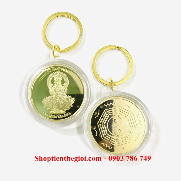 Móc Khóa Xu Quan Âm Bát Quái Âm Dương - SP005260